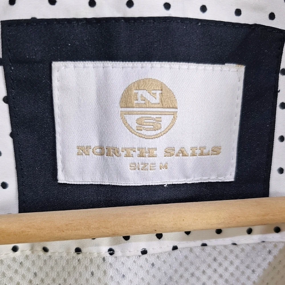 North Sails Zip Front Polka Dot Jacket White Black Size Medium Nautical Sailing